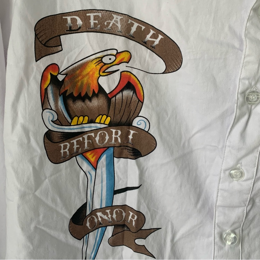 Ed Hardy (NWT) XL by Christian Audigier White, collared, long-sleeve, button-up - Picture 2 of 10